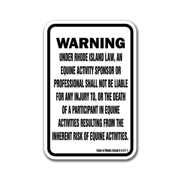 Safety Sign, 18 in Height, Aluminum, 12 in Length, Equine - Rhode Island